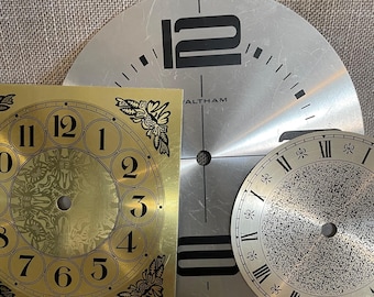 Three Gold Metal Clock Faces - Two Round and One Square - Photo Props