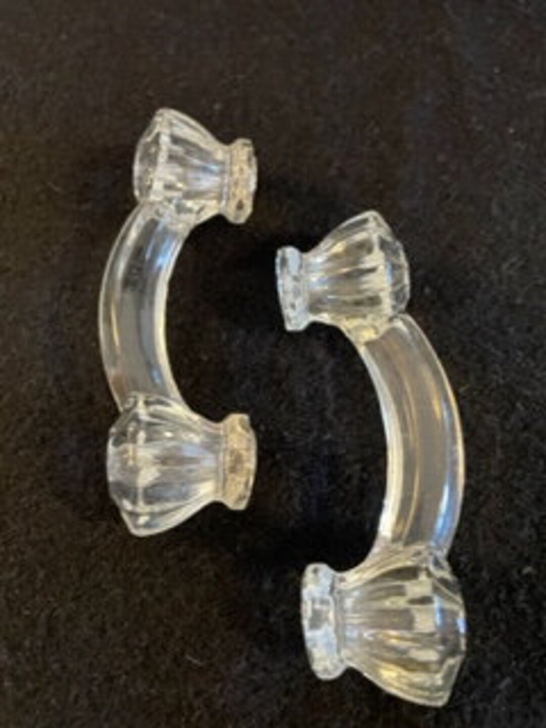 Vintage Glass Drawer Pulls Pair of Two Antique Dresser Drawer Pulls