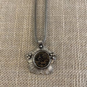 Vintage Button Necklace Greek God - Picture Button Necklace - Vintage Button Pendant Necklace - Free Shipping only within the Continental US