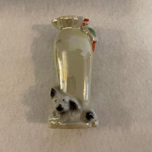 Lusterware Vase with Cute Spaniel Dog and Bird - Hand Painted Lusterware Vase - MCM  Petite Lusterware Square Vase