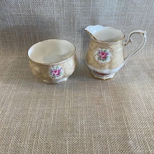Royal Albert Devonshire Lace Cream and Open Sugar Set - Made In England Royal Albert China, Serving Pieces Royal Albert Devonshire Lace Set