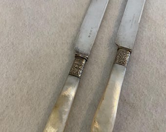 Set of Two Mother of Pearl Handled Dinner Knife - Listing is for the Pair