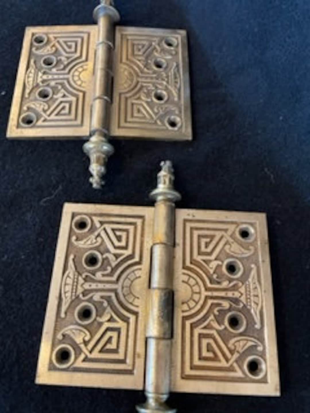 Set of Art Deco Large Brass Door Hinges Brass Art Decor Hinges