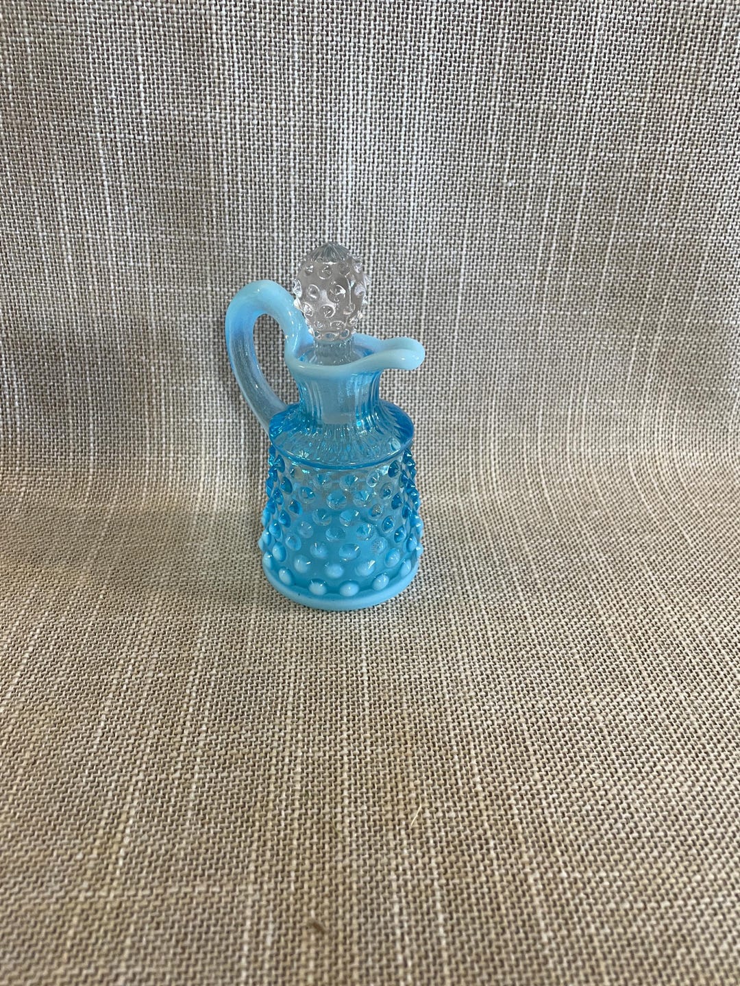 Fenton Blue Opalescent Hobnail Cruet With Clear Stopper - Etsy