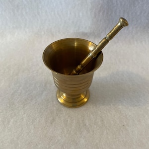 Vintage Gold Metal Mortar and Pestle Set - Petite
