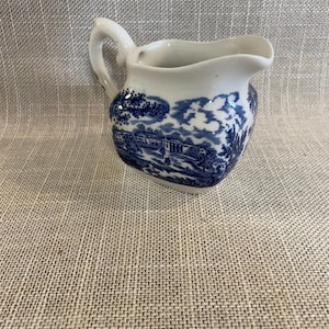 English Ironstone Tableware River Scenes Creamer - Blue and White Transferware - English Blue Transferware
