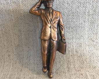 Mid-Century Copper Finish Salesman Award Door Plate