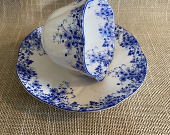 Shelly Dainty Blue Cup and Saucer - Vintage - Etsy