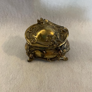 Gold Metal Jewelry Box- Art Deco Style Trinket Box  - Collectible Trinket Box