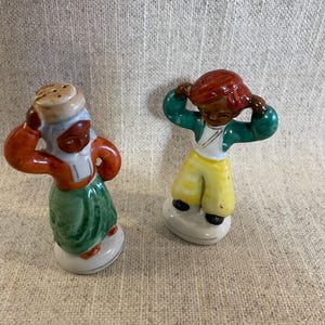 People Salt and Pepper Shakers - Colorful Native People Shakers - Man and a Woman in Costumes Salt and Pepper Shakers - Collectible Shakers
