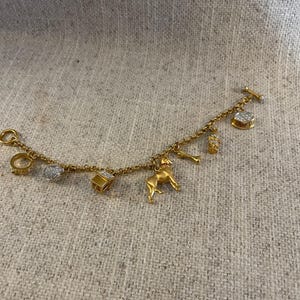 Dog Themed Charm Bracelet - Gold Tone Charm Bracelet - Vintage Dog Mom Bracelet - Collectible Dog Themed Jewelry -Canine Charm Bracelet