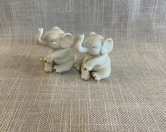 Pair of Lenox Elephants with Gold Detailing