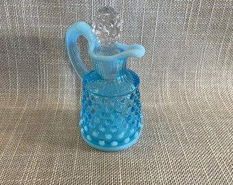 Fenton Blue Opalescent Hobnail Cruet With Clear Stopper - Etsy
