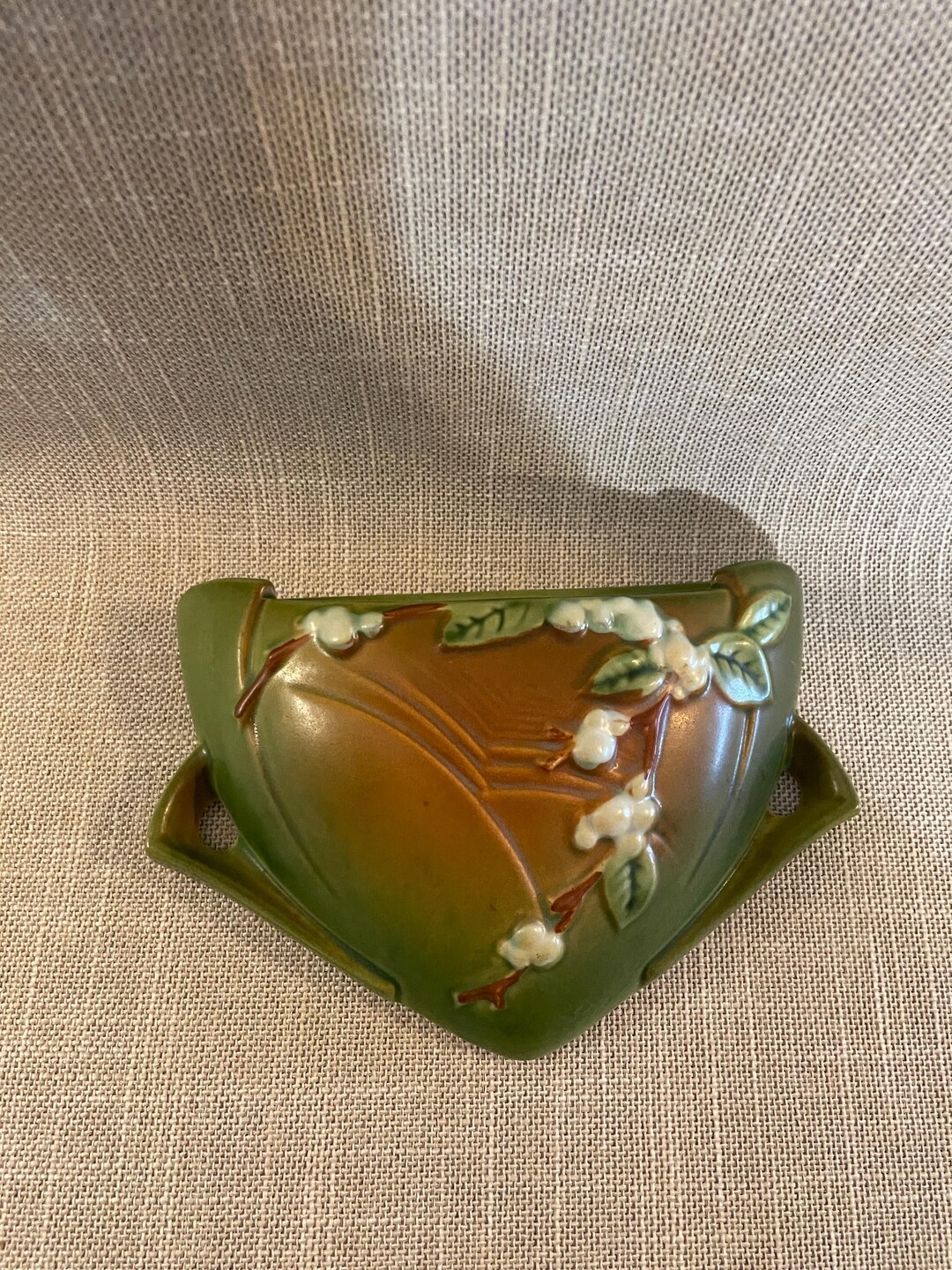 Roseville Snowberry Wall Pocket - Bright Green and Muted Brown