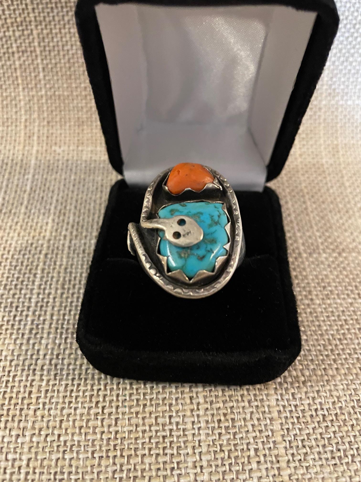 Effie Calavaza Vintage Zuni Sterling Silver, Turquoise and Coral