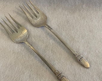 First Love Silverplate Pair of  Chipped Beef Forks - Wm Rogers