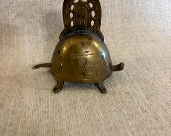 Vintage BOJ Eibar Espana Turtle Bell, Brass, Wind up Hotel Ringer