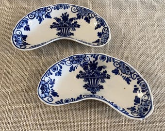 Set of Two  Blue and White English Transferware Bone Dishes