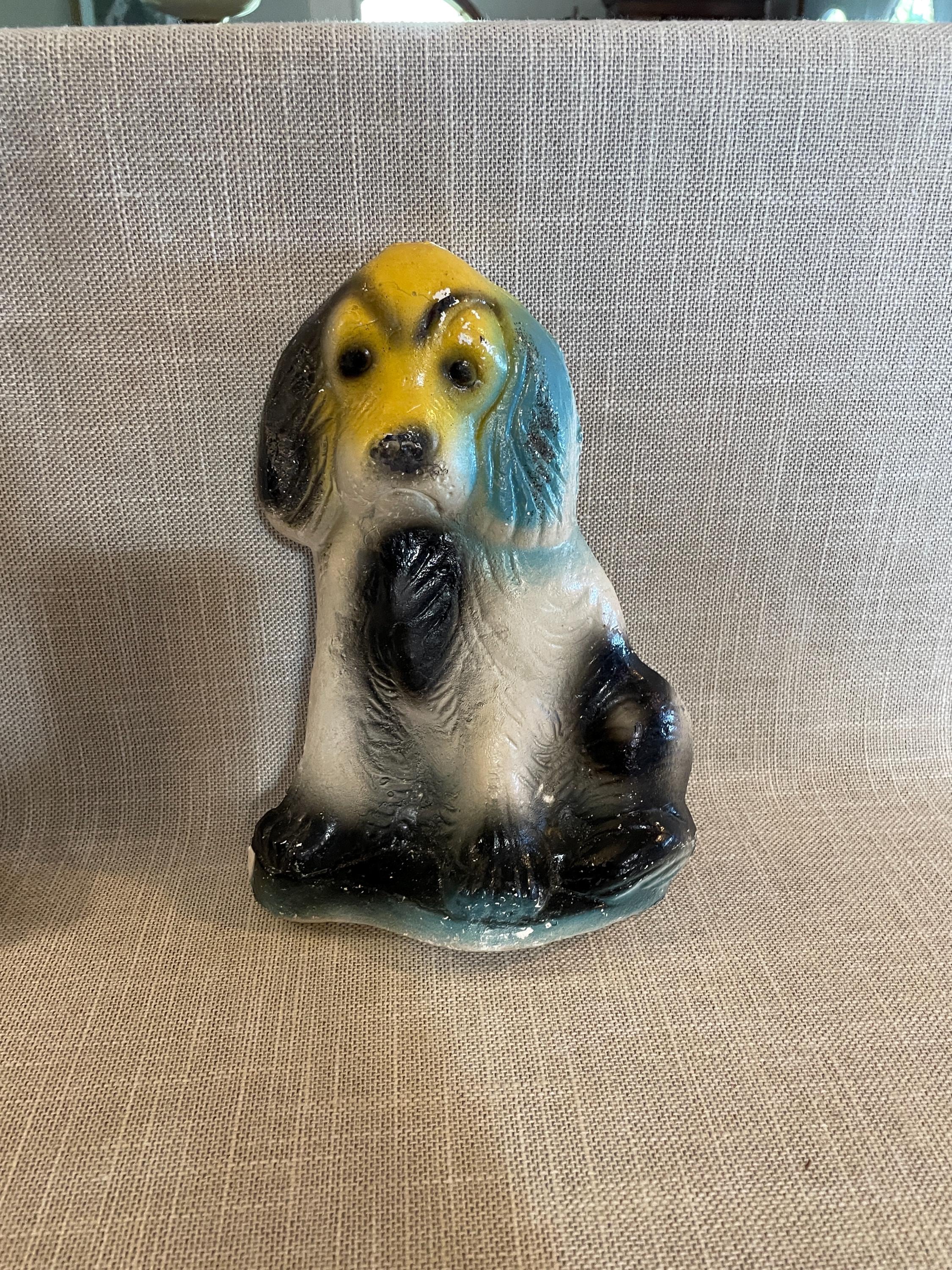 1940's Chalk Ware Large Glitter Dog - Flat Back Fireplace Mantel