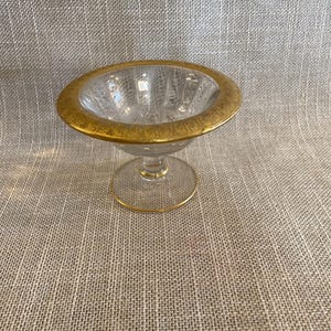 Heisey Gold Rimmed Sherbet Dish - Heisey Small Dish - Petite Glass Compote - Heisey Gold Dish - Gold Rimmed Heisey Glass Pedestal Dish