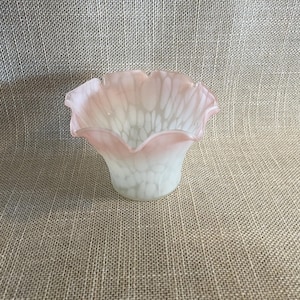 Satin Glass Flower Vase by Fenton (?) - Pink and White with Spots Satin Glass Vase - Collectible Fenton Satin Pin and White Glass Vase