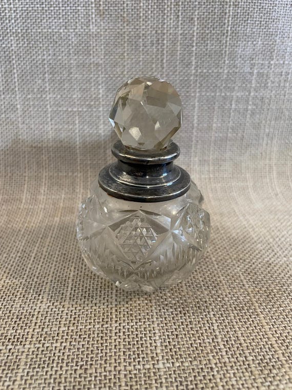 Vintage Czech Clear Cut Glass Perfume Bottle