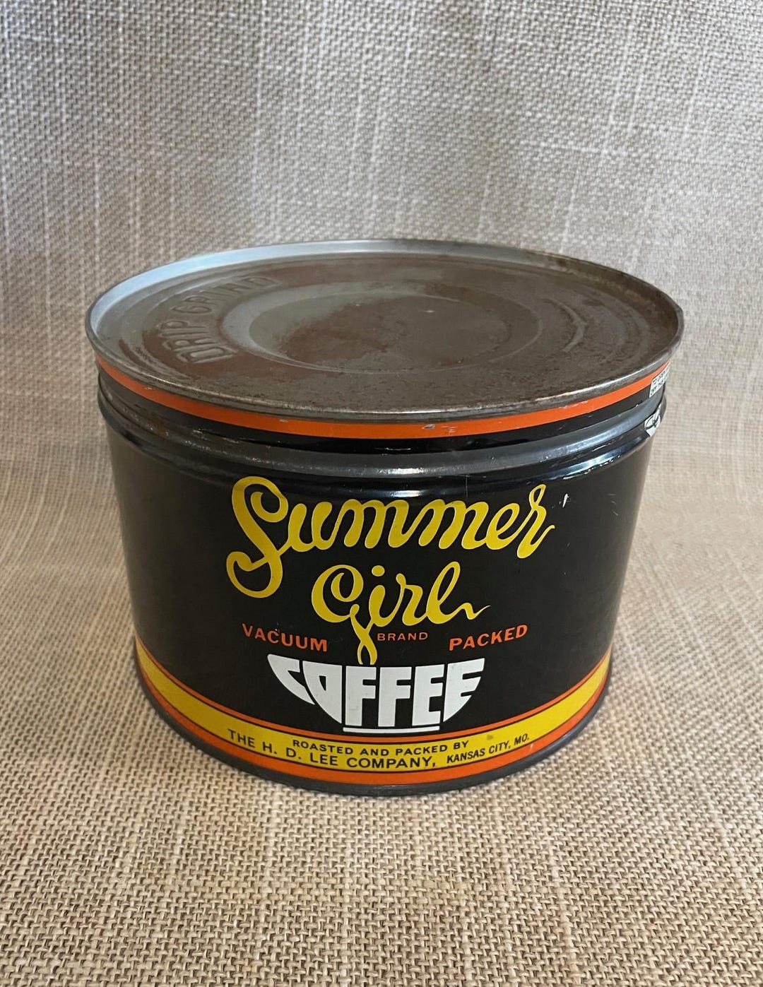 HD LEE COMPANY SUMMER GIRL COFFEE TIN缶 Summer Girl Vintage Coffee Tin Can - Kansas City Collectible