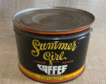Summer Girl Vintage Coffee Tin Can - Kansas City Collectible