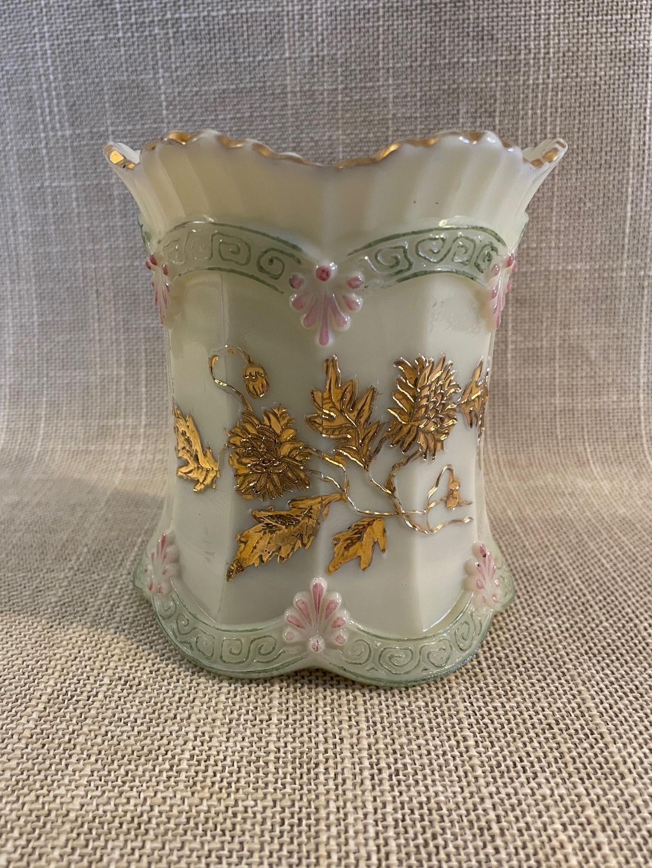 Northwood Uranium Custard Glass Chrysanthemum Pattern Vase - Etsy