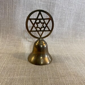 Vintage Brass Mediation Bell with Double Star on Top