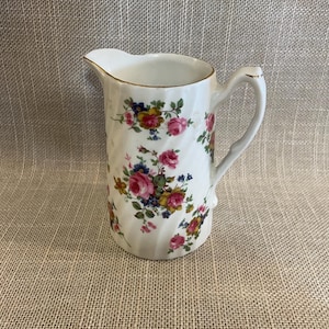Staffordshire Floral Swirl Jug - Fine Earthenware Made in England - Floral Staffordshire Pitcher - Small Milke Jug with Floral Pattern