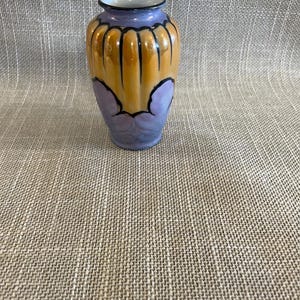 Lusterware Vase - Art Deco lusterware vase - Petite Lusterware Vase - Blue and Orange Vase - Hand Painted Lusterware Vase - MCM  Vase