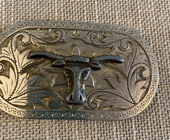 Steer Head Silver Belt Buckle View 2
