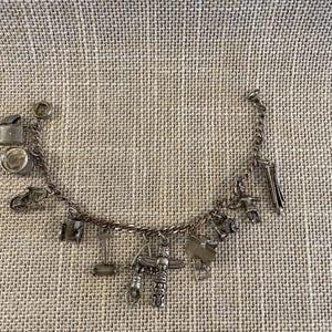 Sterling Sliver Vintage Charm Bracelet - Mid Century Charms with Articulation - Sterling Western Charms - Collectible Vintage Charm Bracelet