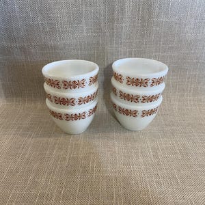 Set of Six Copper Filigree Pyrex Bouillon or Custard Bowls