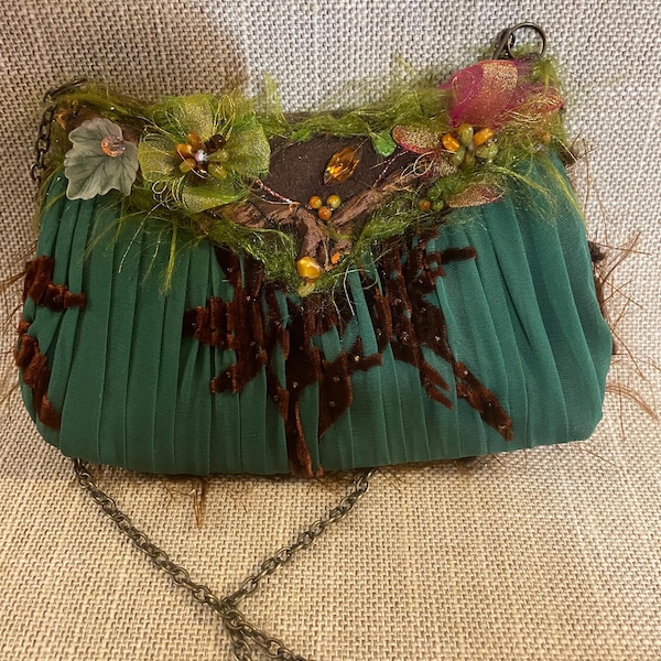 Mary Francis Teal Bling Cross Body Purse