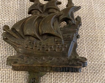Vintage Elizabethan Galleon Ship Metal Door Knocker