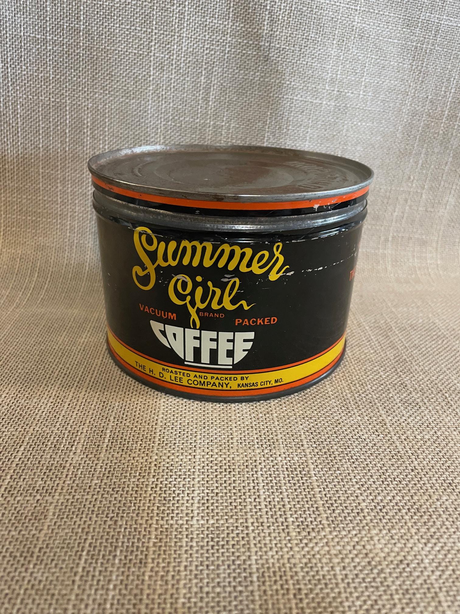 Summer Girl Vintage Coffee Tin Can - Kansas City Collectible