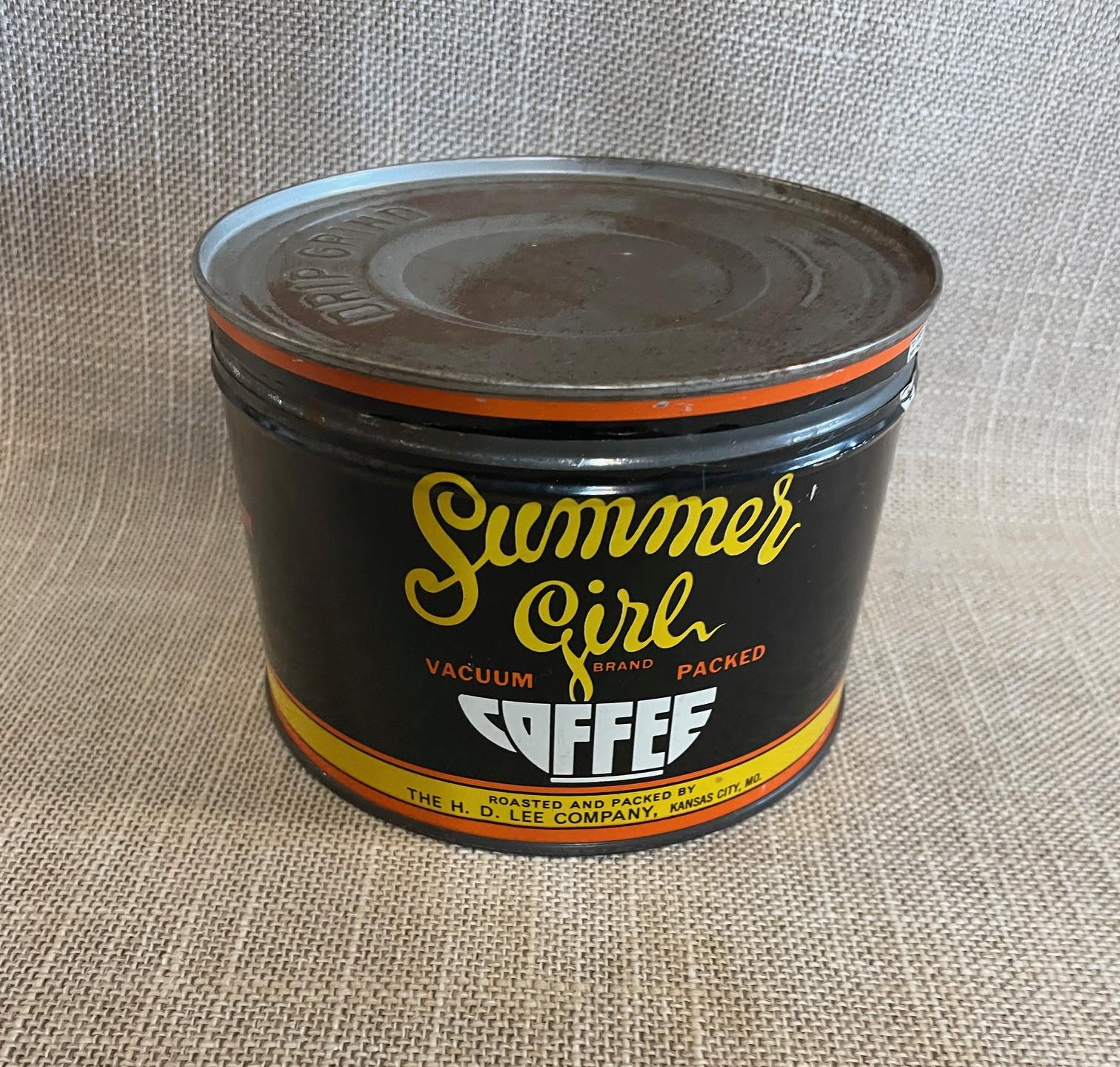 Summer Girl Vintage Coffee Tin Can - Kansas City Collectible