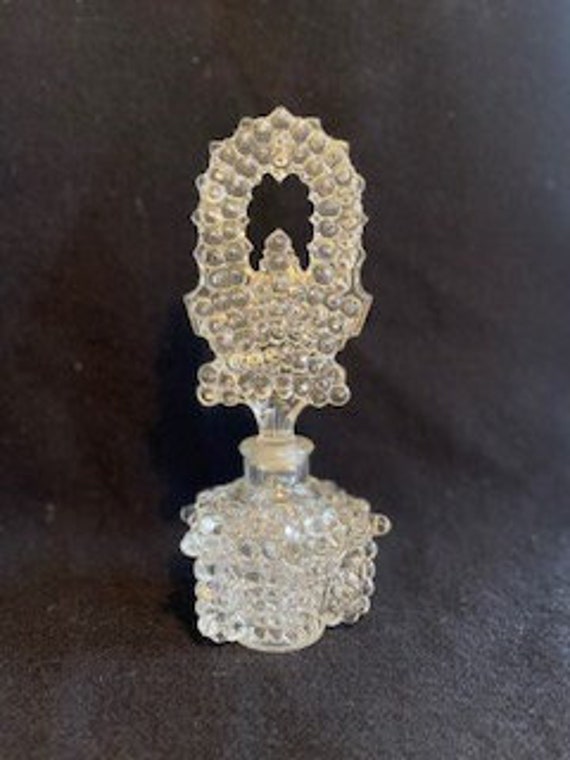 Vintage Czech Clear Hobnail Perfume Bottle -Hobnai