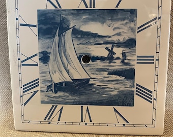 Vintage Dutch Scene Enameled Clock Face