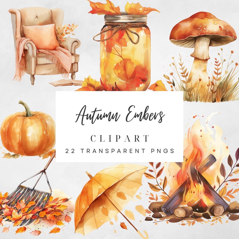 Autumn Embers Clipart Set of 22 Images | Fall Fire Glow Elements for ...