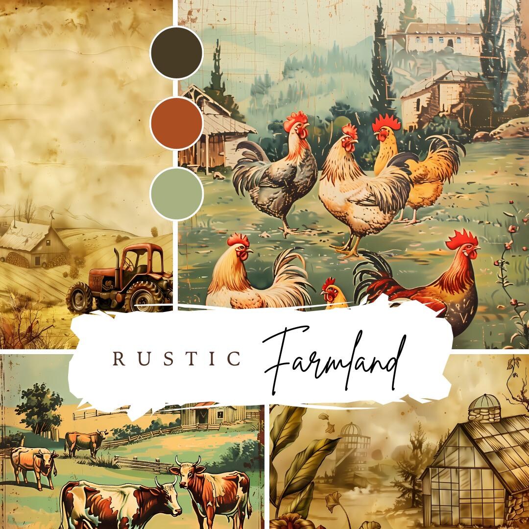 Rustic Farmhouse Paper Pack | 35 Vintage Animal Designs - Etsy