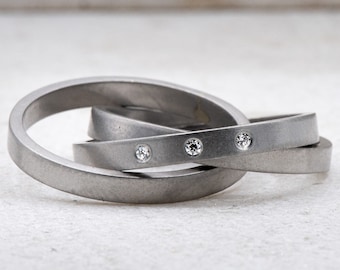 Platinum Spinner Ring with Ethical Natural Diamonds, Platinum Rolling Ring, Diamond Fidget Ring