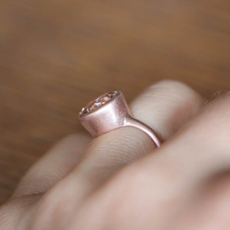 Morganite Rose Gold Gemstone Ring, 14k Rose Gold Solitaire Handmade Engagement Ring, Eco Friendly image 2