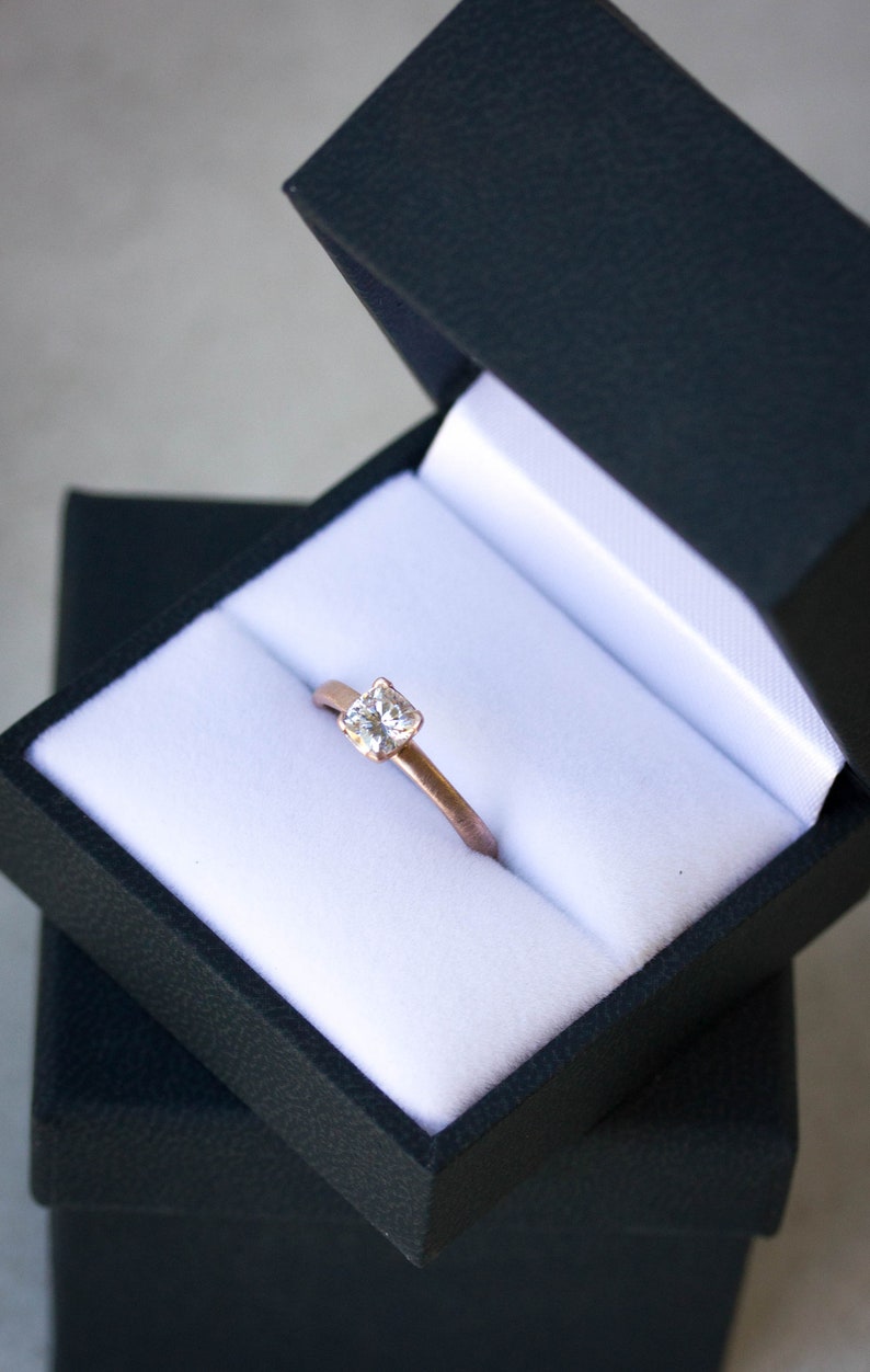 Handmade White Topaz Engagement Ring, Unique Engagement Ring, 9mm x 7mm Cushion Shaped Ring, Ethical Jewelry Designer image 5