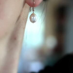 Freshwater Pearl and 14k Yellow Gold Dangle Drop Earrings, Ready To Ship image 3