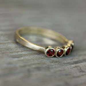 Crimson Red Garnet and Recycled 14k Yellow Gold Anniversary Band, 5 ...