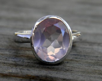 Rose Quartz Ring, Statement Ring Gift for Her, Rose Quartz Jewelry, Handmade Jewelry from New Hampshire