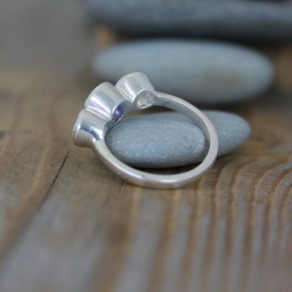 Set of Three Stackable Rings Iolite and Blue Topaz Rhodium on Sterling Silver Set of Three Stackable Rings Iolite and Blue Topaz Rhodium on Sterling Silver